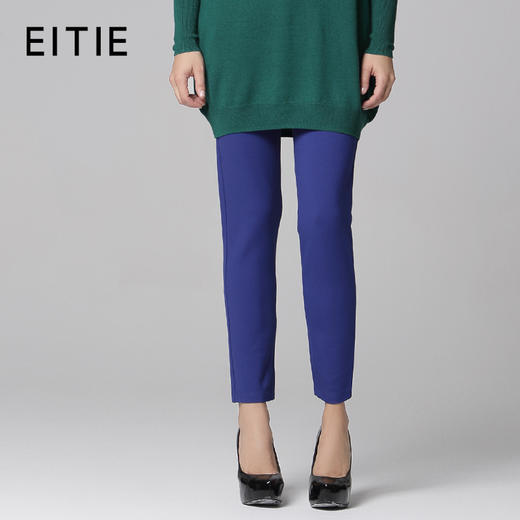 EITIE爱特爱秋季款时尚简约优雅纯色显瘦休闲裤九分裤5005717 商品图0