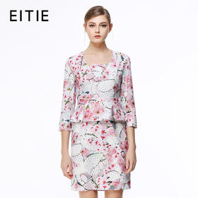 EITIE爱特爱秋季款简约甜美田园印花中袖连衣裙女50077307D