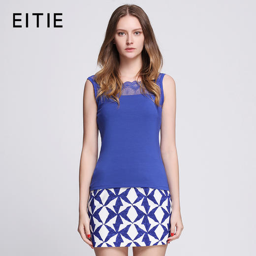 EITIE爱特爱夏季简约复古高腰拼色时尚百搭半身裙包臀裙女超短裙5106822 商品图0