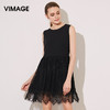 VIMAGE纬漫纪夏季新款女装雪纺高腰拼接褶皱无袖连衣裙A字裙V507075 商品缩略图1