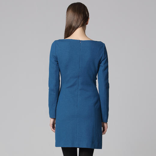 EITIE爱特爱秋冬纯色英伦时尚气质收腰拼接长袖连衣裙一步裙女5007778 商品图1