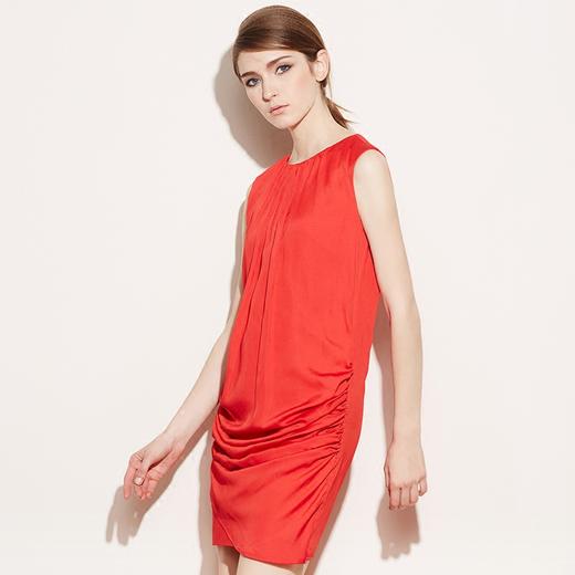 VIMAGE纬漫纪夏装新款女装圆领纯色背心裙抽褶显瘦连衣裙子V507053 商品图2