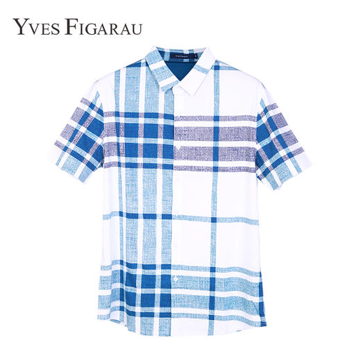 YvesFigarau伊夫·费嘉罗夏季100%棉商务休闲简约舒适透气短袖衬衫712461 商品图1