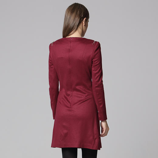 EITIE爱特爱旗舰店女装纯色时尚优雅长袖连衣裙女5007754 商品图1