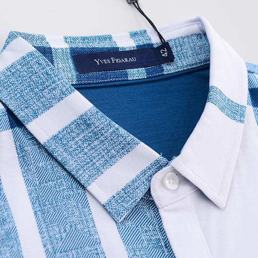 YvesFigarau伊夫·费嘉罗夏季100%棉商务休闲简约舒适透气短袖衬衫712461 商品图3