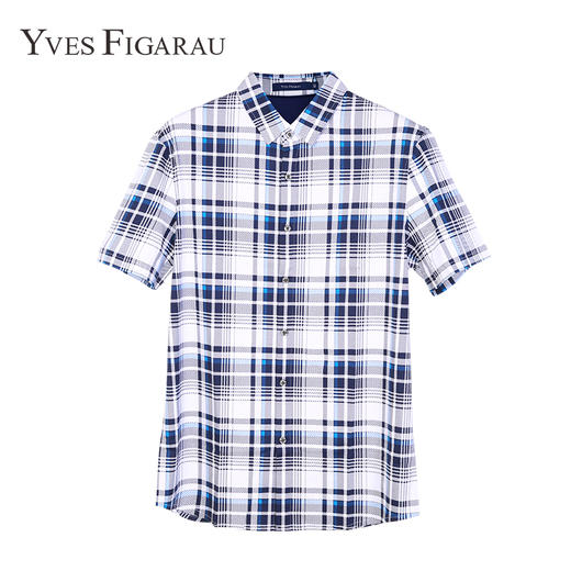 YvesFigarau伊夫·费嘉罗夏季100%棉商务休闲简约舒适透气短袖衬衫712462 商品图1