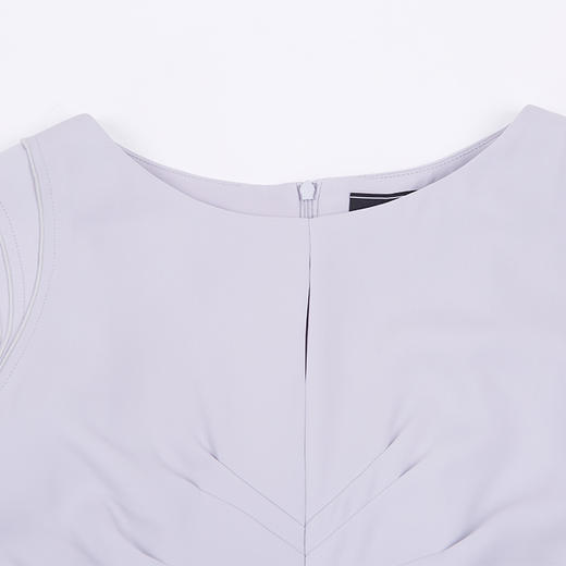 EITIE爱特爱旗舰店女装夏装时尚纯色褶裥拉链高腰修身无袖连衣裙3907649 商品图2