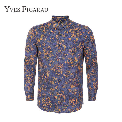 YvesFigarau伊夫·费嘉罗春夏100%棉商务休闲艺术舒适透气长袖衬衫810331 商品图0