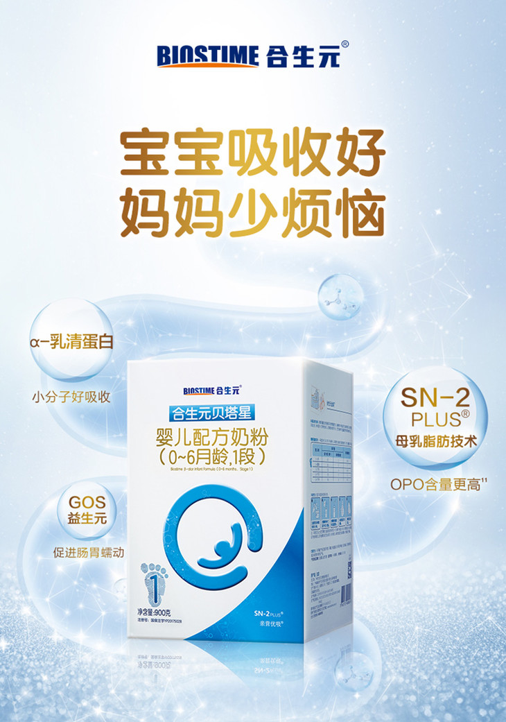 合生元贝塔星婴儿配方奶粉1段900g