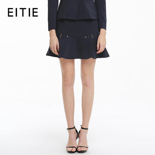 EITIE爱特爱秋冬季时尚纯色优雅俏皮圆孔鱼尾包臀裙半身裙短裙女5306011 商品图0
