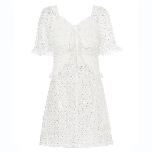 【清仓非质量问题不退换】张心子套装女2020新款夏名媛亮片网纱上衣裙子两件套洋气减龄时尚063022 商品图4