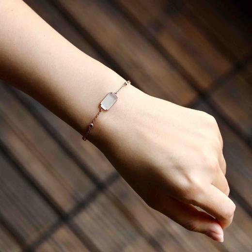 高冰种翡翠方形祖母绿切割多彩宝石手链18k玫瑰金镶嵌 商品图8