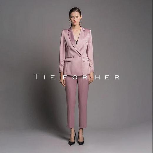 20SSDU264嫣然粉缎面双排扣西装两件套 商品图0