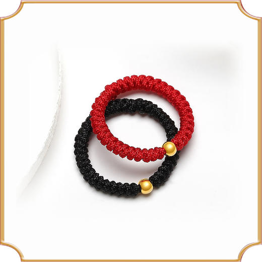 黄金路路通戒指女网红本命年红绳金指环情侣LP0517 商品图0