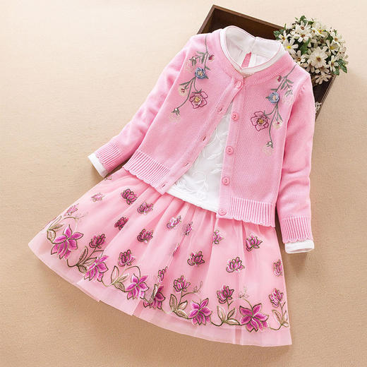 BL-A9003新款洋气宝宝套装儿童中国风纯棉长袖开衫毛衣 商品图0