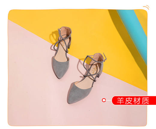 【限时秒杀】safiya索菲娅尖头绒面羊皮单鞋低跟绑带中空凉鞋2019春秋SF91114095 商品图5