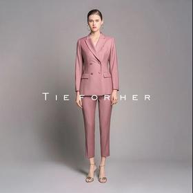 20LUX40豆沙色双排扣西装两件套