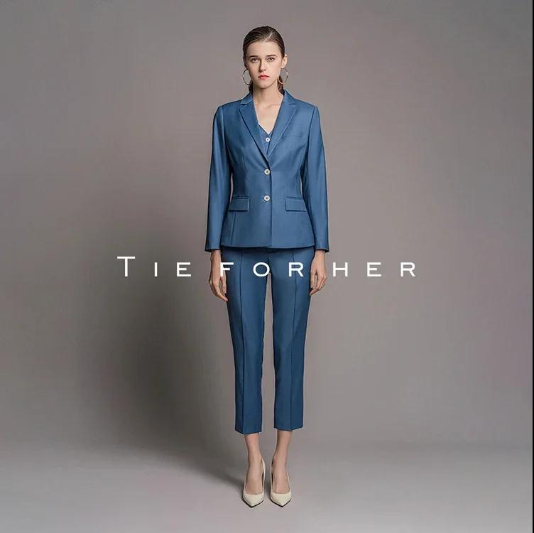 20LUX45风铃蓝色单排西装三件套