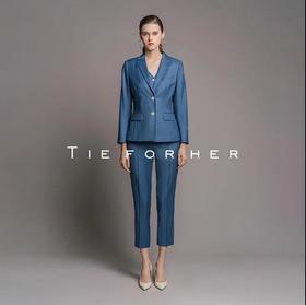 20LUX45风铃蓝色单排西装三件套