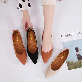 ASB-19-YCS-1688-3平底尖头简约百搭绒面单鞋