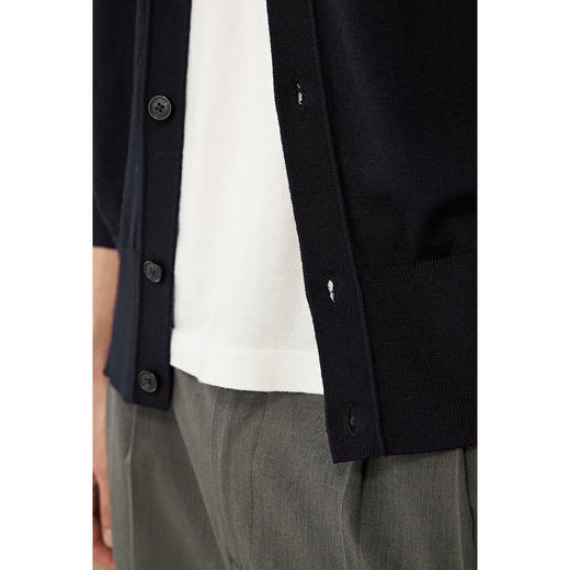 墨麦客男装2020春夏季新款绵羊毛合体薄款纯色长袖v领针织衫2256 商品图2