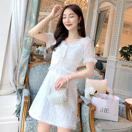 【清仓非质量问题不退换】张心子套装女2020新款夏名媛亮片网纱上衣裙子两件套洋气减龄时尚063022 商品图2