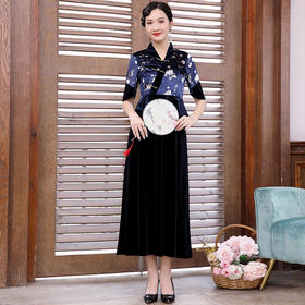 DLQ-A2188新式改良版金丝绒旗袍连衣裙