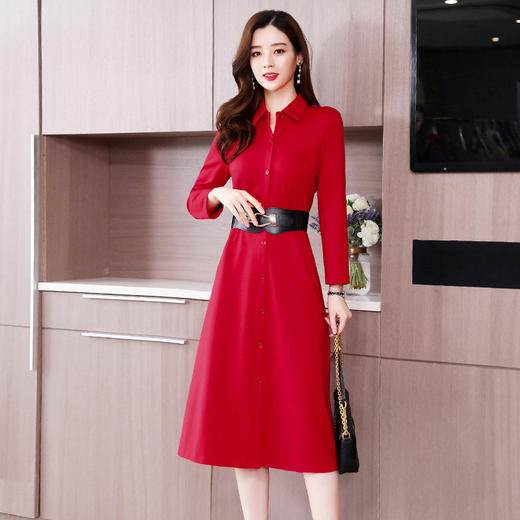 LJY-R2002-0105新款显瘦中长款大摆裙子 商品图1