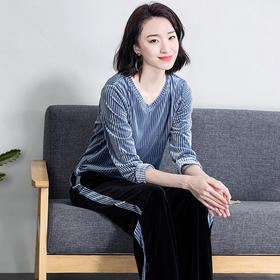 XMH-T9C3097DB新款韩版阔腿裤卫衣两件套