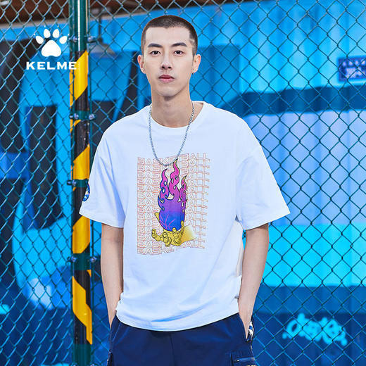 kelme卡尔美t恤男新款篮球运动文化衫短袖夏纯棉圆领宽松半袖 商品图0