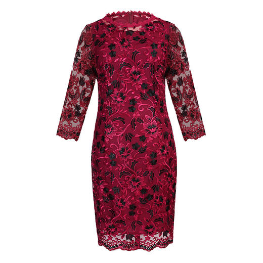 JS-XL8061新款婚宴婚礼喜庆红色喜婆婆气质水溶花网纱刺绣包臀裙 商品图3