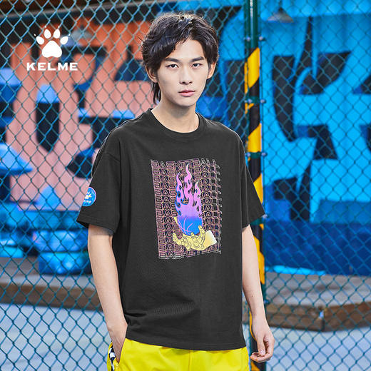 kelme卡尔美t恤男新款篮球运动文化衫短袖夏纯棉圆领宽松半袖 商品图2