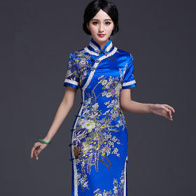 QC-169740新款改良时尚真丝旗袍裙