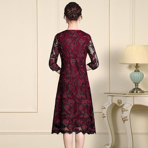 JS-CL8370新款大码优雅气质中老年40-50岁妈妈装连衣裙 商品图2