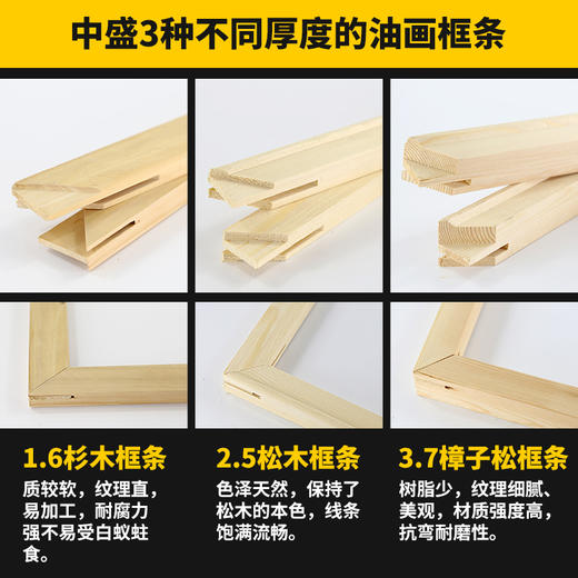 中盛画材亚麻油画框空白纯棉油画布丙烯颜料画板内框批发练习材料 商品图2