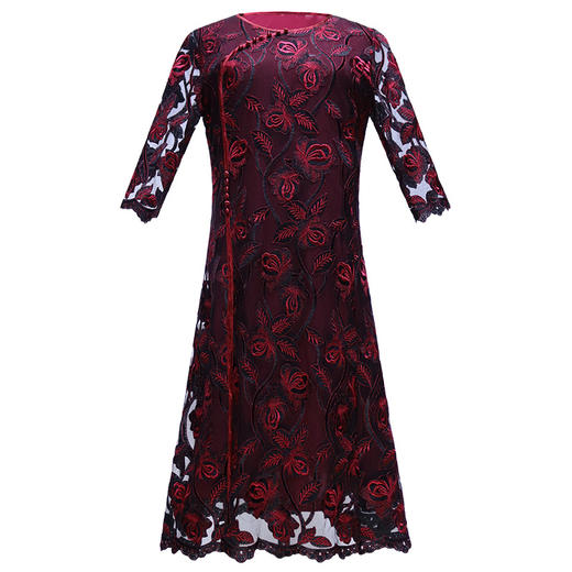 JS-CL8370新款大码优雅气质中老年40-50岁妈妈装连衣裙 商品图3