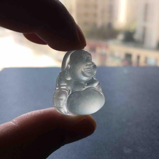 高冰种雪花棉厚庄翡翠弥勒佛 商品图11