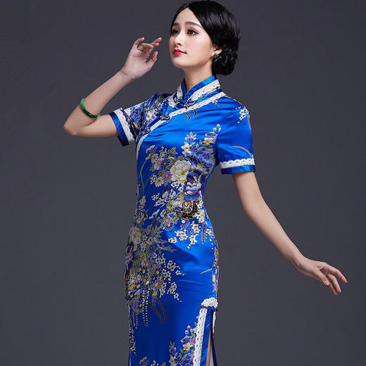 QC-169740新款改良时尚真丝旗袍裙 商品图2