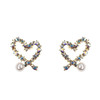 银针镶钻时尚饰品爱心交叉耳钉精致耳环耳饰 商品缩略图4