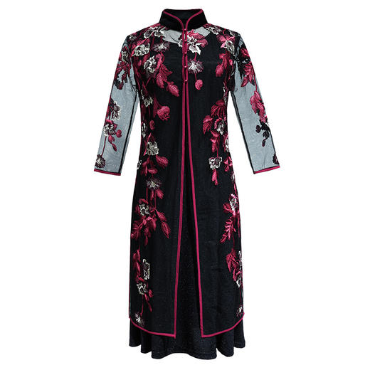 TZF-J-QL8117新款中国风改良旗袍连衣裙气质两件套TZF 商品图4