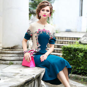 FMY-24684时尚气质修身显瘦阔太太中长款a字裙