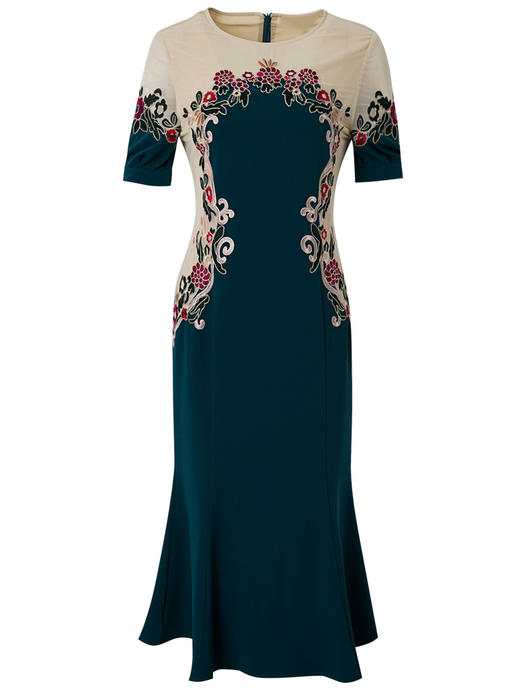 FMY-24684时尚气质修身显瘦阔太太中长款a字裙 商品图1