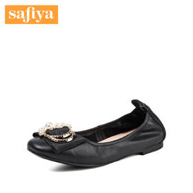 【领券优惠】商场同款 | 索菲娅浅口羊皮方头蝴蝶结女蛋卷鞋芭蕾舞鞋SF81111105