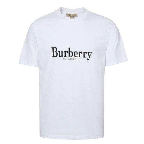 BURBERRY 巴宝莉 男士棉质字母刺绣徽标圆领短袖T恤 白色 8007830 A1464 商品图0