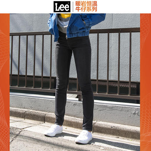 Lee商场同款女2019秋冬433黑色中腰修身窄脚牛仔裤LWS4332VL38P 商品图0