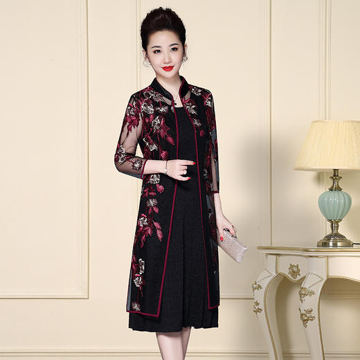 TZF-J-QL8117新款中国风改良旗袍连衣裙气质两件套TZF 商品图1