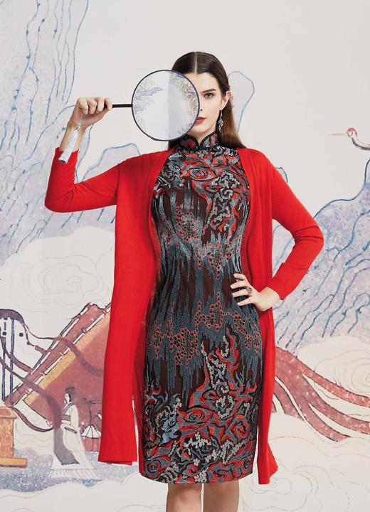 【伯妮斯茵】简约百搭中长款朱砂色、黛蓝色、石榴红色针织衫---丹青如黛--《洛神赋》1ED6018 商品图6