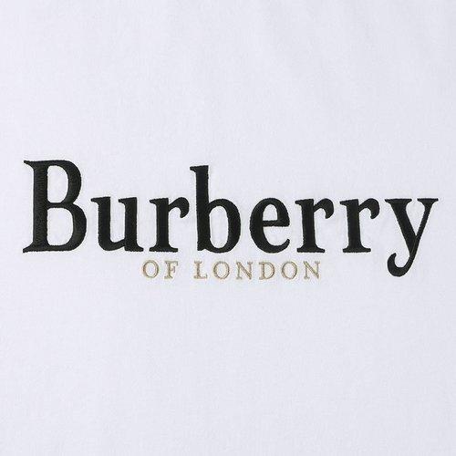 BURBERRY 巴宝莉 男士棉质字母刺绣徽标圆领短袖T恤 白色 8007830 A1464 商品图4
