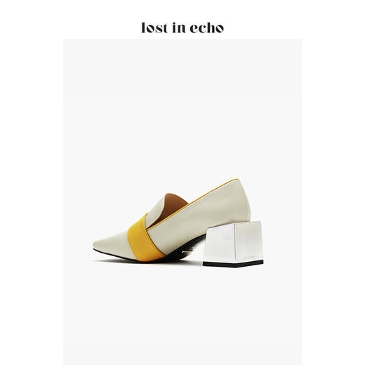 lost in echo2019秋季新款中跟乐福鞋 时尚黄色扣饰方头方跟女鞋 商品图4