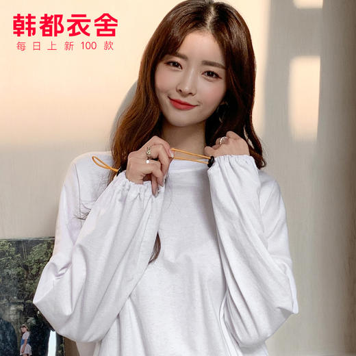 韩都衣舍2021新款女装春装韩版潮宽松上衣印花打底ins潮长袖T恤煜 商品图3
